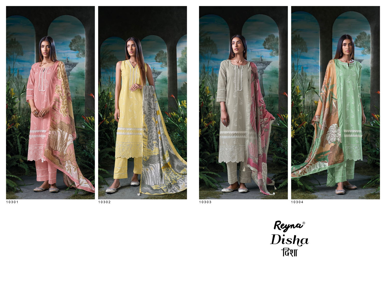 Disha By Reyna Cotton Printed Embroidery Dress Material Exporters In India